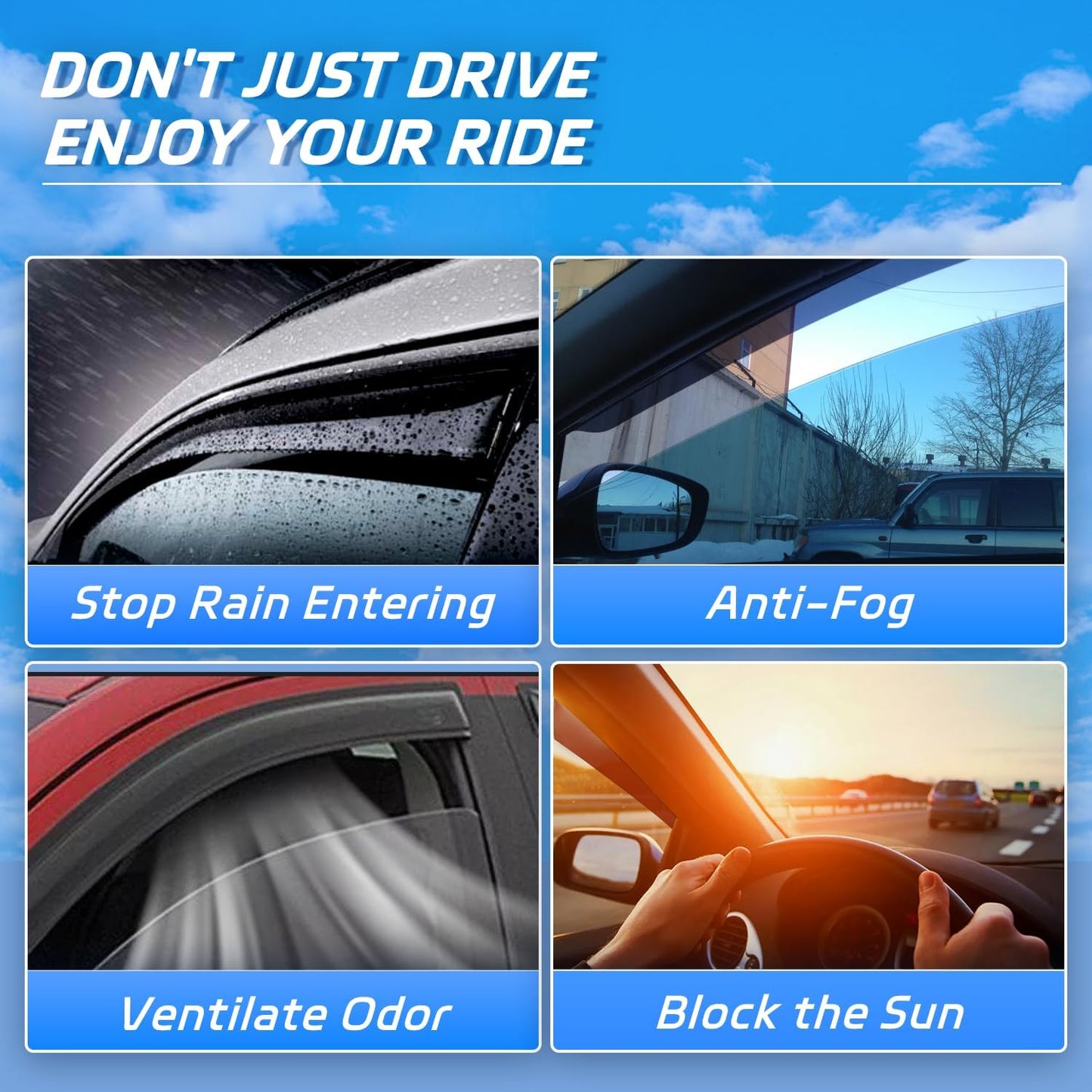 4pcs in-Channel Rain Guards Fit for 2022 2023 2024 Honda Civic Hatchback，Smoke Tinted Window Visors Sun Shields, Wind Deflector, Durable Vent Visors Shade