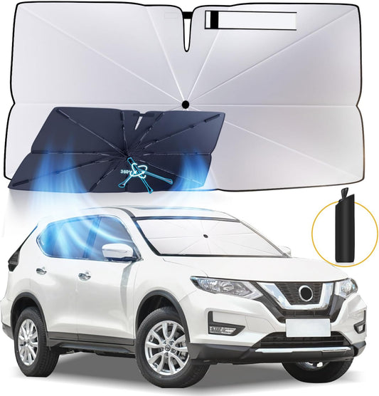 Windshield Sun Shade Umbrella: for Nissan Rogue/Rogue Platinum 2021 2022 2023 2024 2025 - Front Car Window Shades - Rogue-2021-2025 Foldable Sunshades Block UV Keep Cool