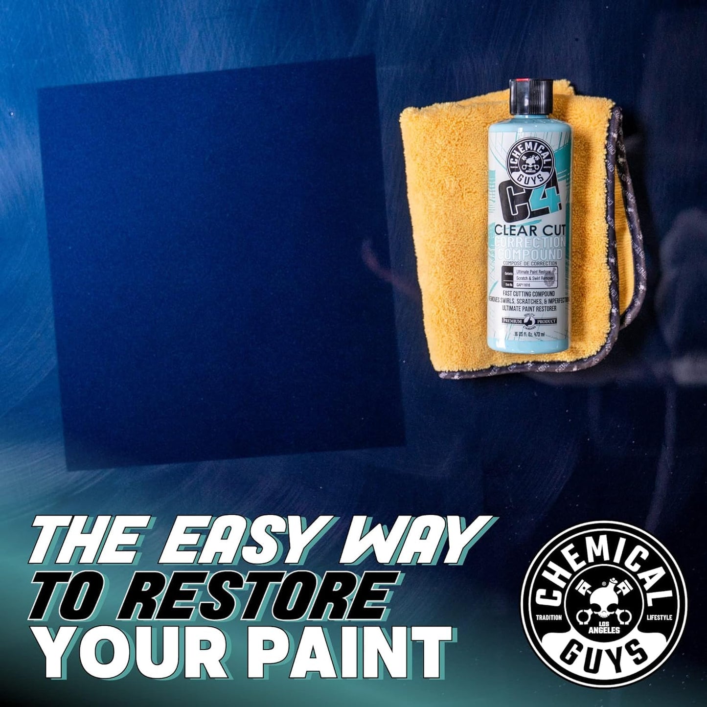 Chemical Guys C4 & P4 Clear Cut Correction Compound and Precision Paint Perfection Polish Combo, Paint Correction - Fixes Scratches, Swirls, Towel Marks, Etching, & More (2-16 fl oz)