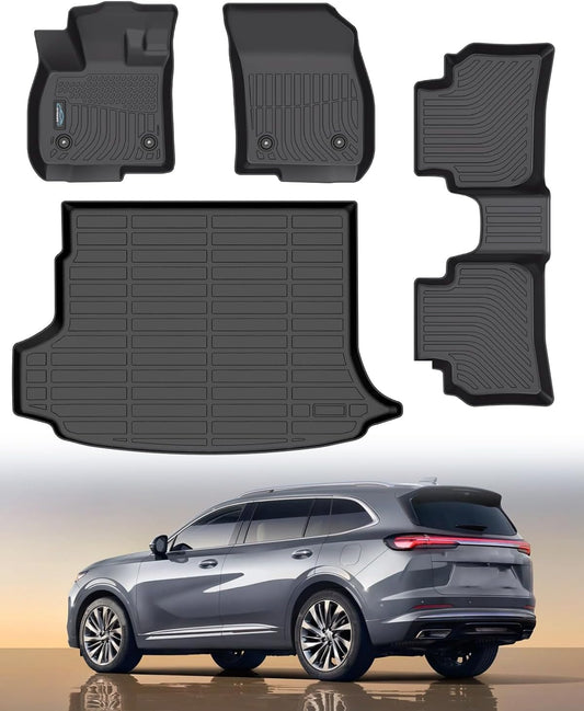 Icyhaws® Floor Mats & Cargo Liner Set for Buick Envision 2021-2025 | All Weather TPE Rubber Car Mats Full Set Automotive Accessories for Buick Envision | Front, 2nd Row & Trunk Mat