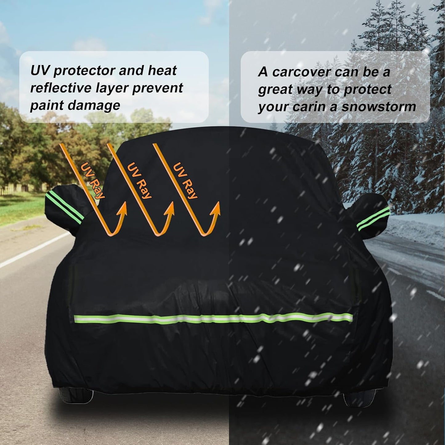 Waterproof Car Covers for 2007-2023 Chevrolet Tahoe/Cadillac Escalade/GMC Yukon(Black) 210T Custom 6 Layers Heavy Duty Waterproof All Weather Protection Outdoor