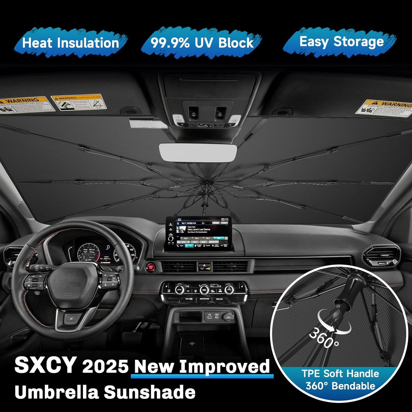 SXCY for 2023 2024 2025 Honda Pilot Windshield Umbrella Sunshade [Easier Foldable] for 2023 2024 2025 Honda Pilot Accessories 2024 2025 Pilot Sunshade Umbrella 2025 Pilot Windshield Umbrella Sun Shade