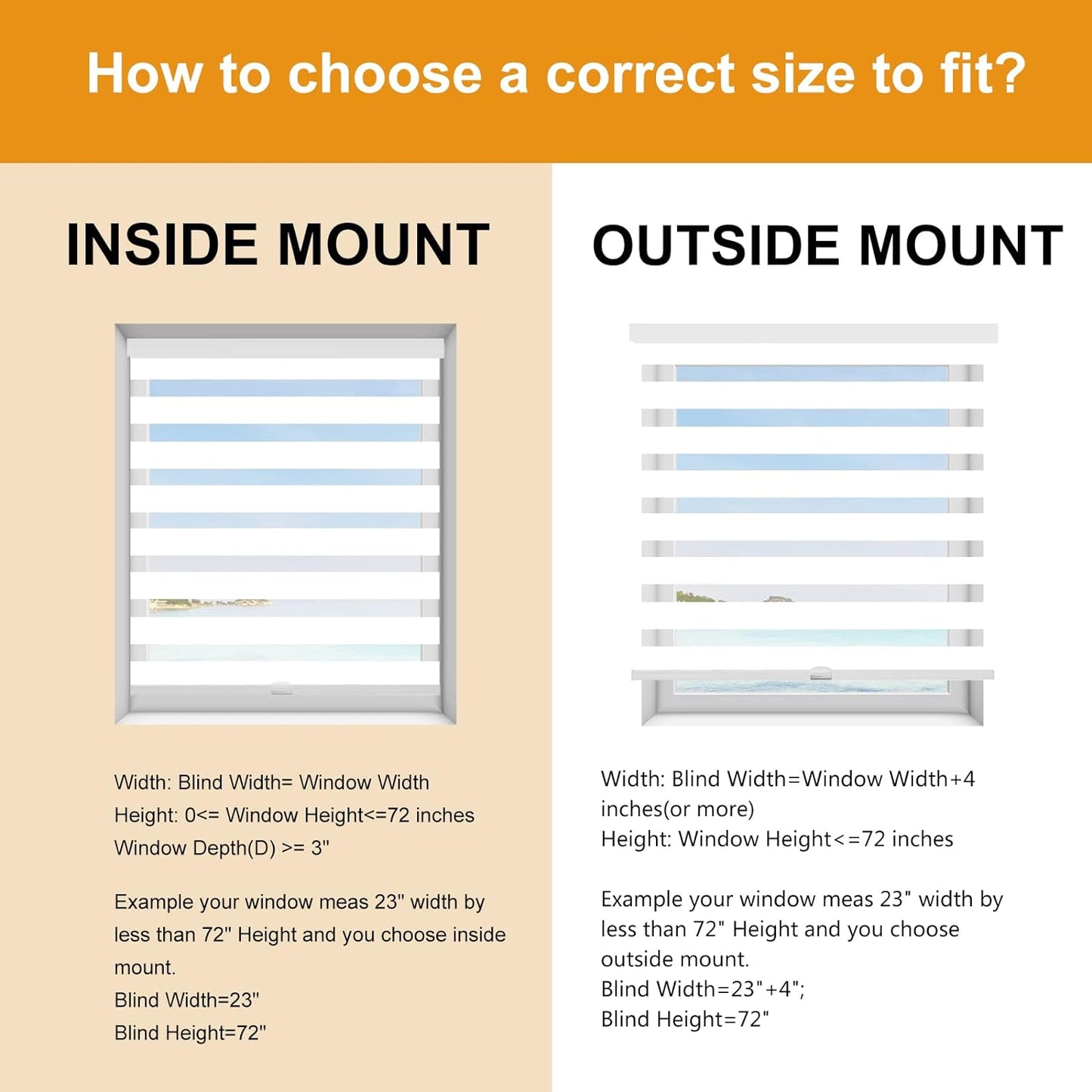 Persilux Cordless Zebra Blinds for Windows Free-Stop Roller Windows Shades (46" W X 72" H, White) Dual Layer Light Control for Day and Night, Light Filtering Sheer Shades for Home, Easy to Install