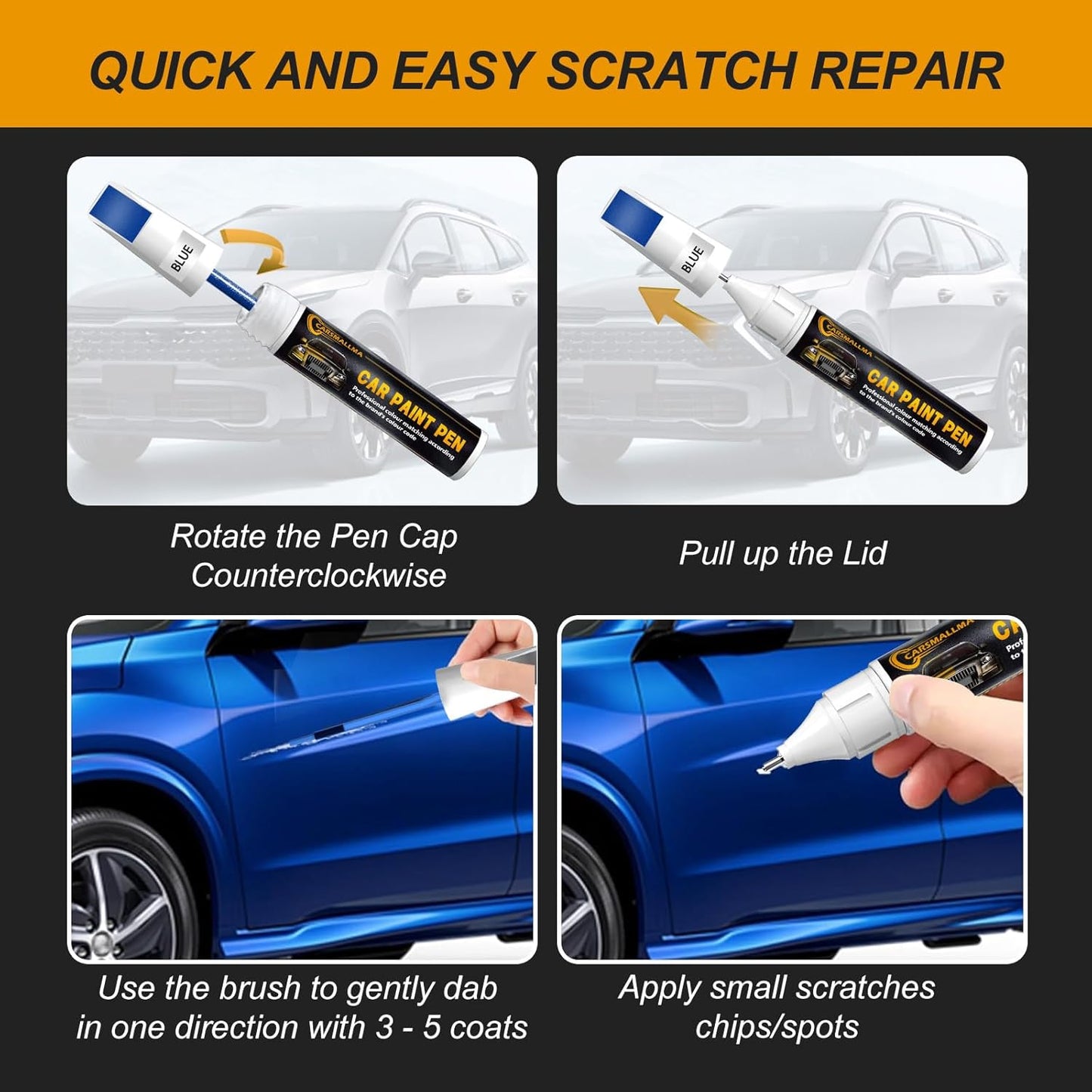 S3/S3B Phantom Black Car Touch Up Paint for Hyundai, Color Accurate Car Paint Scratch Repair Pen Kit Quick & Easy Fix Vehicle Chips and Automotive Nicks Scuff