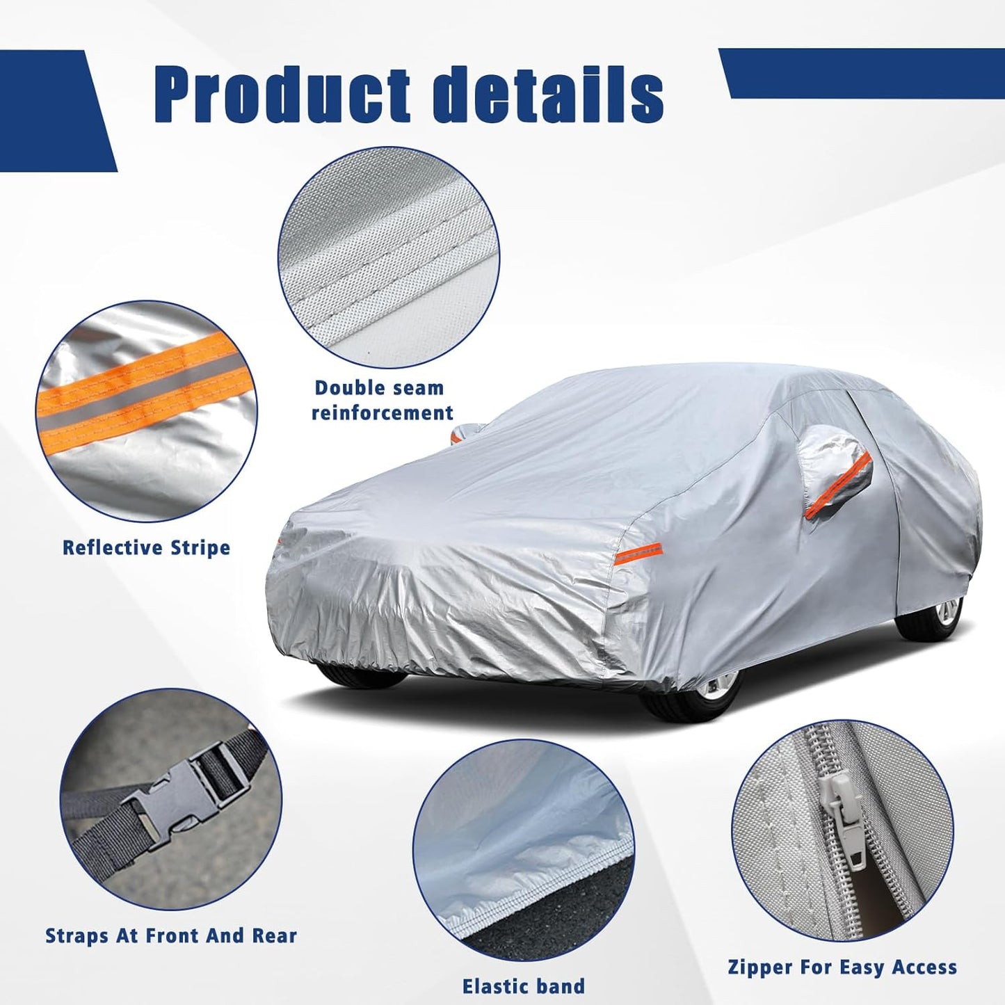 Kayme 6 Layers Car Cover Custom Fit for Mercedes Benz CLK 200 280 320 350 430 500 (1997-2025) Waterproof All Weather for Automobiles, Outdoor Full Cover Rain Sun UV Protection.Silver