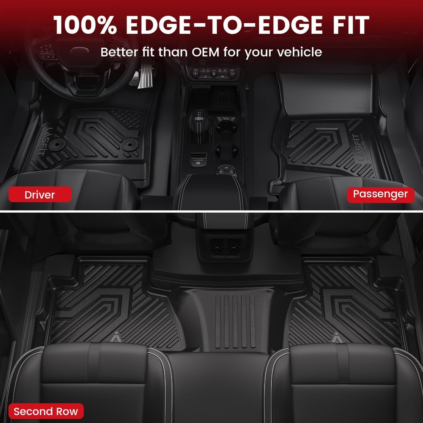 LASFIT Floor Mats & Cargo Liner 2015-2020 & Only 7/8 Seats (Not for 9 Seats) for Chevrolet Chevy Tahoe/GMC Yukon(Only Yukon, Not Fit Yukon XL)/Cadillac Escalade(Only Escalade, Not Fit Escalade ESV)