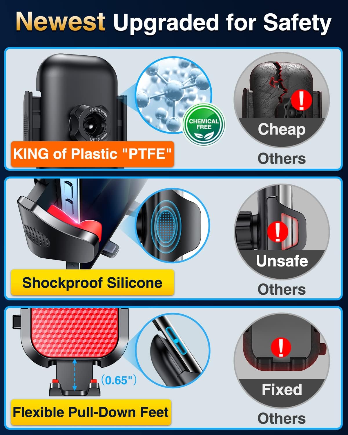 VANMASS [Pro Version] Universal Car Phone Mount [Super Suction Cup] Dashboard Phone Holder, Handsfree Windshield Dash Vent Phone Holder Car, Compatible for iPhone 16 15 14 13 Samsung LG & Truck,Red