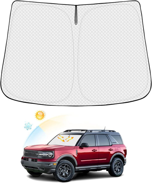 Windshield Sun Shade for Ford Bronco Sport 2021-2025 2026 Thicken 6-Layer Foldable Front Window Sunshade Sun Visor Protector Block UV Rays Keep Vehicle Cool