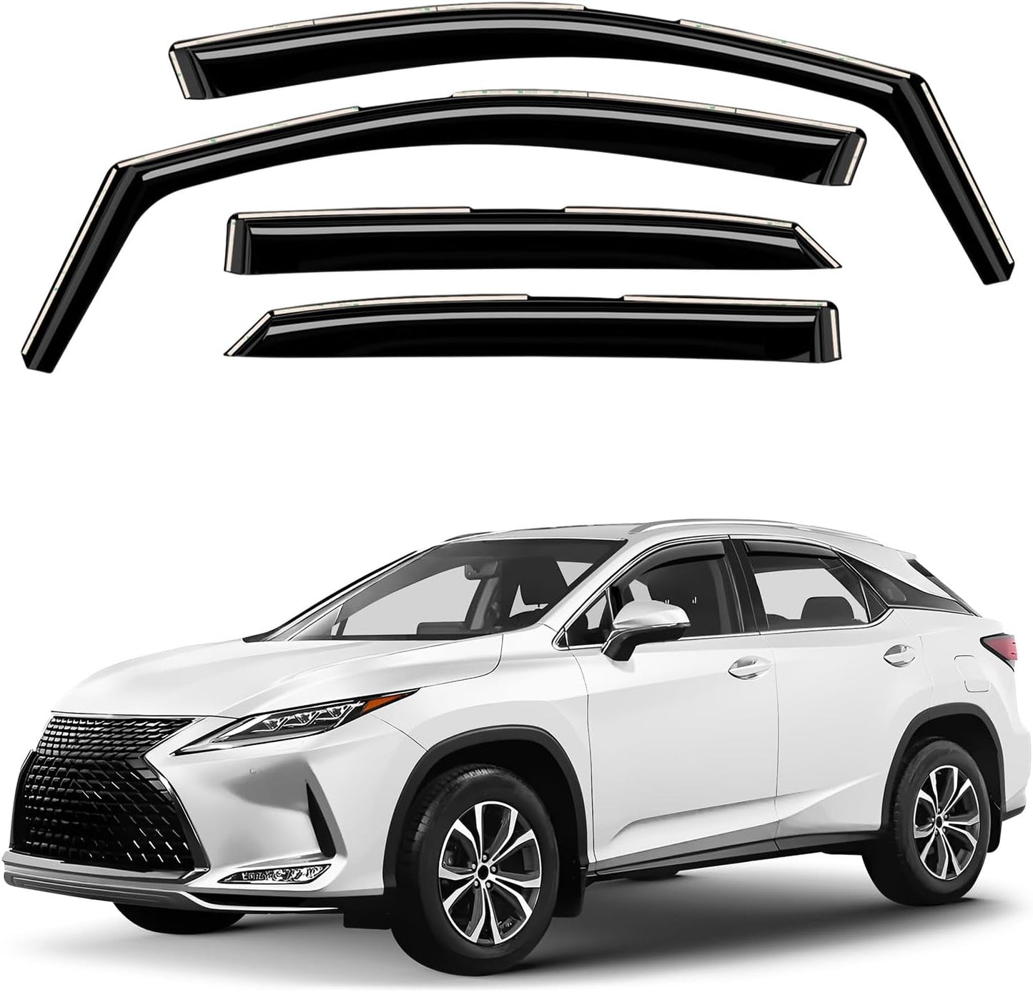 Window Deflectors Smoke Tinted In-Channel Side Window Vent Visor Deflectors Rain Guards Compatible with RX 2016-2022 - 4pcs. GW0726