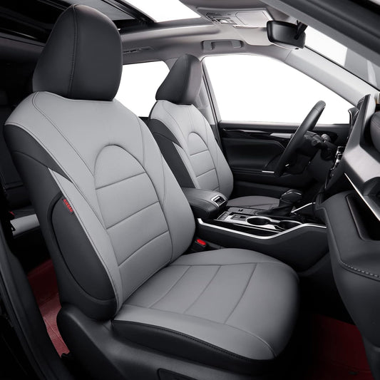 coverdream Custom Seat Covers Compatible with Select Toyota Camry XLE, XSE, XLE V6, XSE V6 2018 2019 2020 2021 2022 2023 Models - Leatherette (Black/Gray,Full Set)