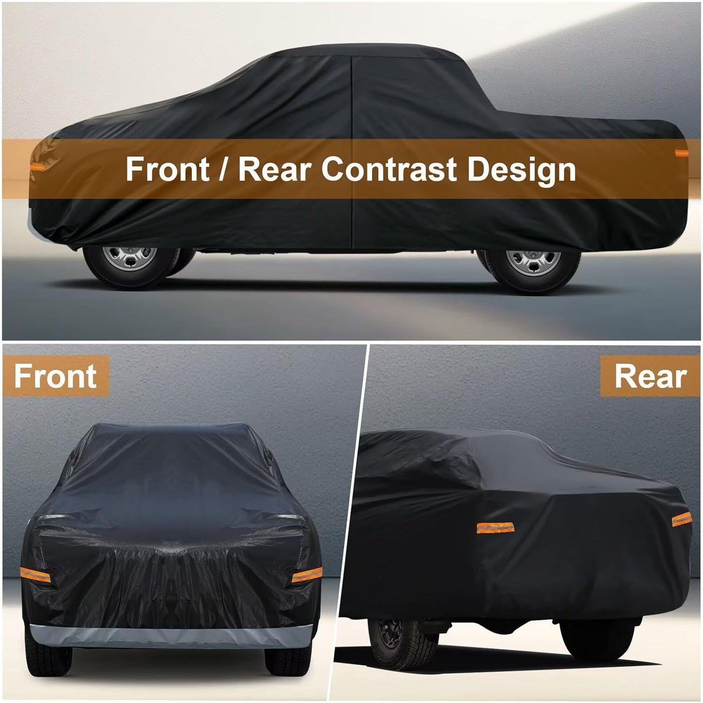 Kayme Truck Cover Custom Fit Nissan Titan(2004-2015) King/Crew Cab Short Bed. Full Exterior Heavy Duty Outdoor Pickup Truck Car Cover Waterproof All Weather.Car Tarp for Wind Sun Dust Protection.Black