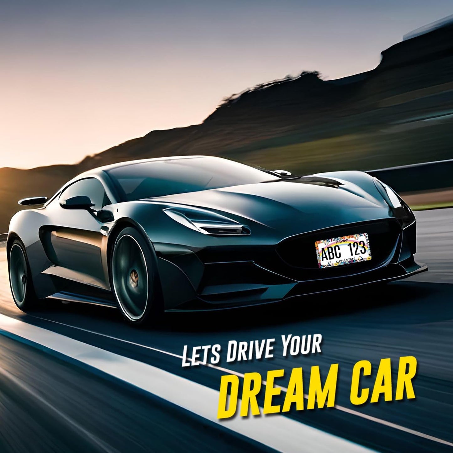 Abstract Graffiti Pattern License Plate Frame Colorful License Plate Stainless Steel Car Accessory Funny License Plate Auto Parts Decoration Men Women Size 12.2" x 6.2" with Screws