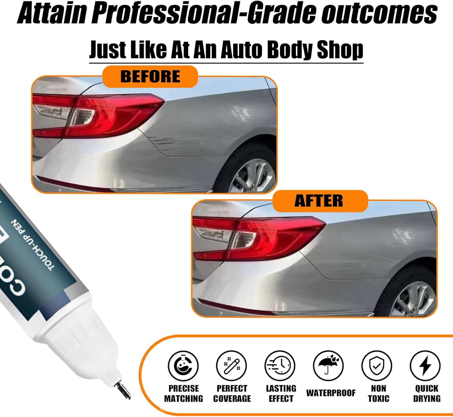 Lunar Silver Metallic(NH-830M) Touch Up Paint Compatible with Honda, Car Paint Pen Scratch Repair Two-In-One Touch Up Paint, Premium Car Scratch Remover for Deep Scratches