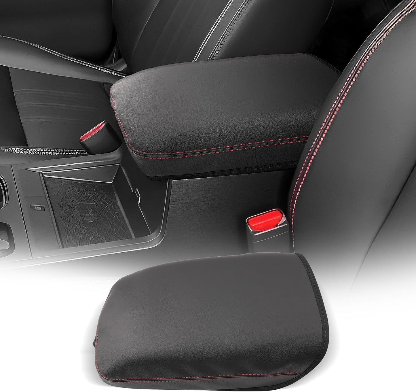 CDEFG for Nissan Frontier 2022-2025 Center Console Cover Armrest Box Cover for Frontier (S, SV, SL, Pro-X, Pro-4X) 2022 2023 2024 2025 Accessories Console Arm Rest Protector Red Line