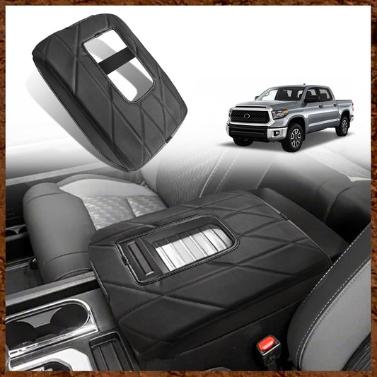 Muslogy Center Console Armrest Cover Compatible with Toyota Tundra 2014-2021 Comfort Armrest Pad Arm Rest Cushion Vegan Leather Protector Regular Thick(Bucket Seat ONLY)