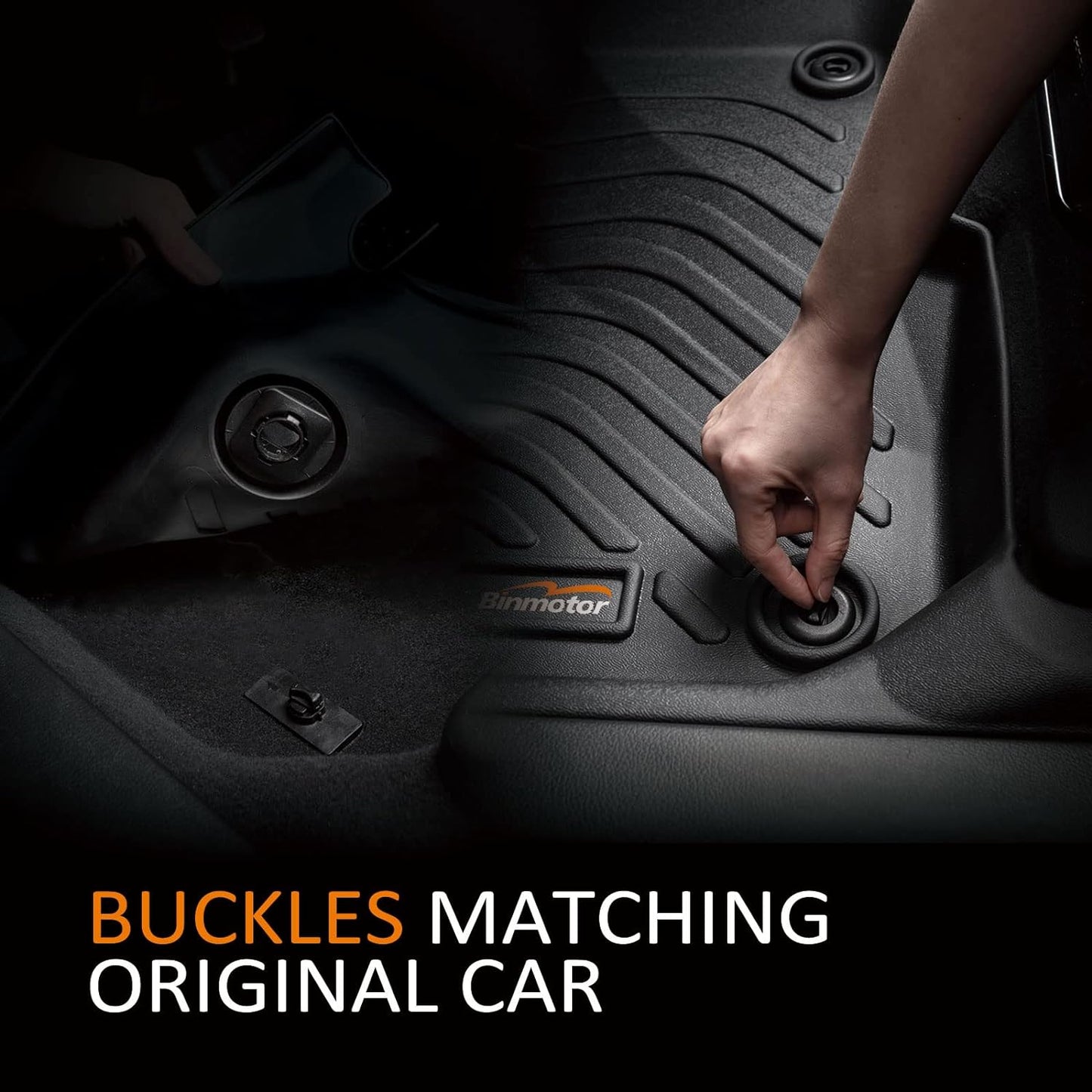 Binmotor-Floor Mats and Cargo Liner Set for Genesis G70 RWD 2019-2024 2025,2 Rows Floor Mats with Cargo Mat Set,Waterproof TPE Rubber Liners for Genesis G70 RWD Trunk Liner Accessories Mats -Black