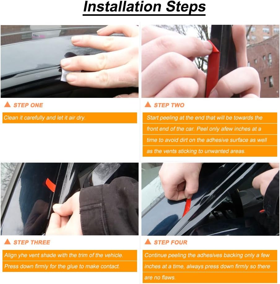 4pc Sun Rain Guards Window Visor Wind Deflector Compatible with Toyota Prius XW20 06-09 Dark Smoke 94963