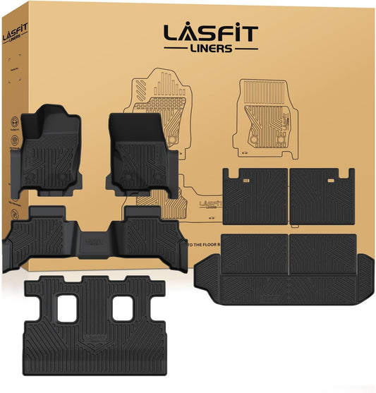 LASFIT Floor Mats&Trunk Mat with Backrest Mat for Toyota 4Runner 2025-2026(Only Fit 7 Seats), All Weather TPE Custom Fit Floor Liner for 4Runner SR5/TRD/Limited 6th gen Front&Rear 4 Runner Car Mats