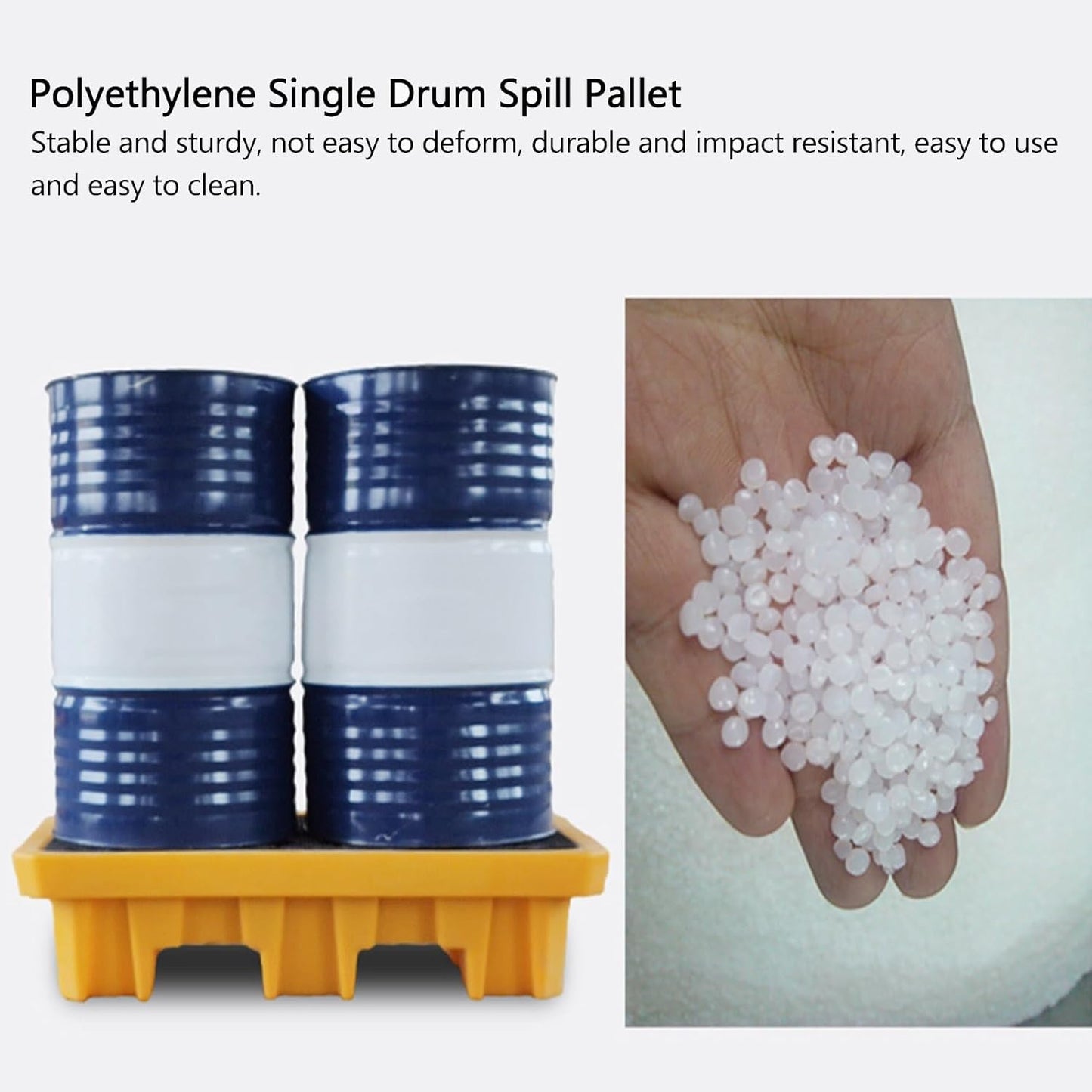 2 Drum Containment Spill Pallet, Polyethylene Low Profile Paint Bucket Tray, Industrial Garage Storage Detachable Shipping Leakproof Platform (Color : Yellow-2 Pack, Size : 20.9"x16.1"x4.7"