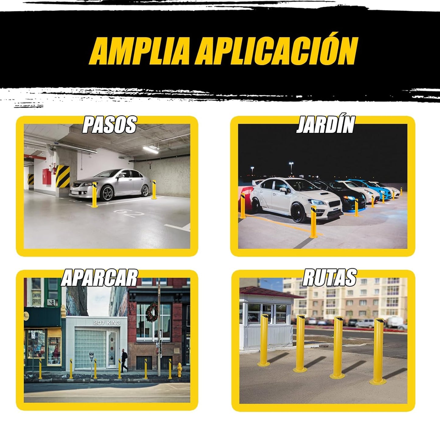 Safety Bollard Post, Steel Bollards,Parking Bollard, Yellow Powder Coated Safety Parking Barrier Post, for Traffic Sensitive Areas (6, 36"H*3"D)