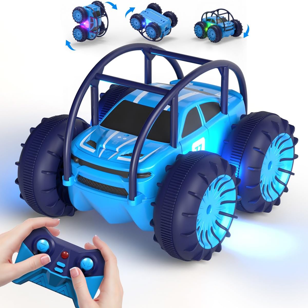 MaxTronic Amphibious Remote Control Car,Rechargeable RC Cars Toy 360° Flips Rotation Stunt Crawler 15KM/H 4WD All Terrain Outdoor Indoor Toy for Kids Boys Girls 3-12