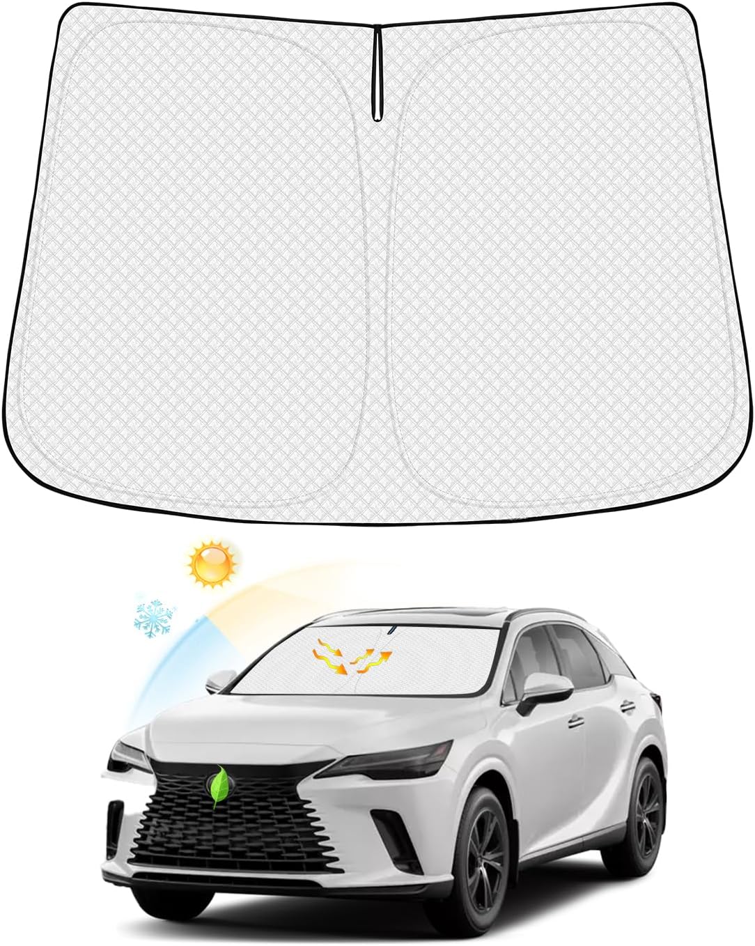 Windshield Sun Shade for 2023-2025 2026 Lexus RX Accessories Thicken 6-Layer Foldable Front Window Sunshade Cover Sun Visor Protector Block UV Rays Keep Vehicle Cool
