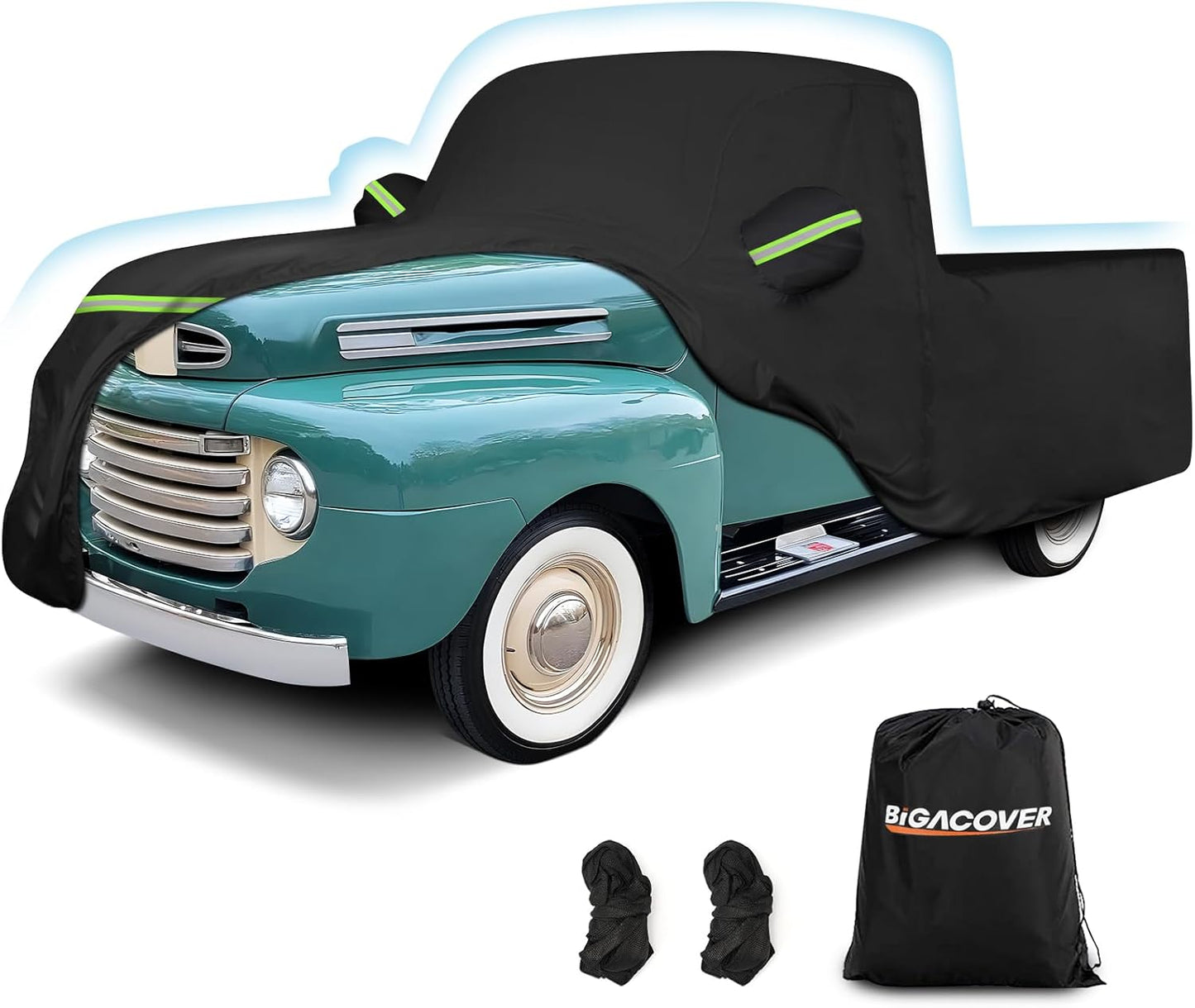 Car Cover for Ford F100 Truck Cover, 420D Oxford Waterproof All Weather Heavy Duty Protection with Zipper Windproof for 1948-1983 Ford F100 1984-1986 F150 Short Bed Regular Cab 6.75'