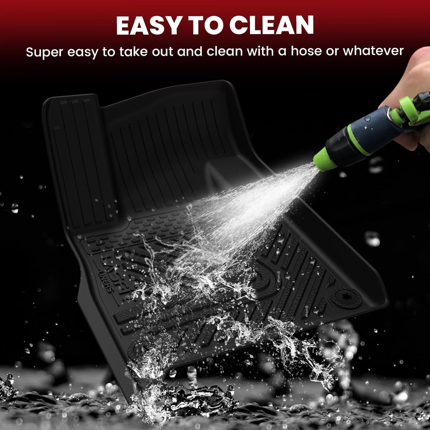 LASFIT Floor Mats for Rivian R1T 2025, All Weather Floor Liner TPE Custom Fit Car Mats for Rivian R1T 1st & 2nd Row Rubber Mats, Black,Tasteless, Durable and Easy to Clean