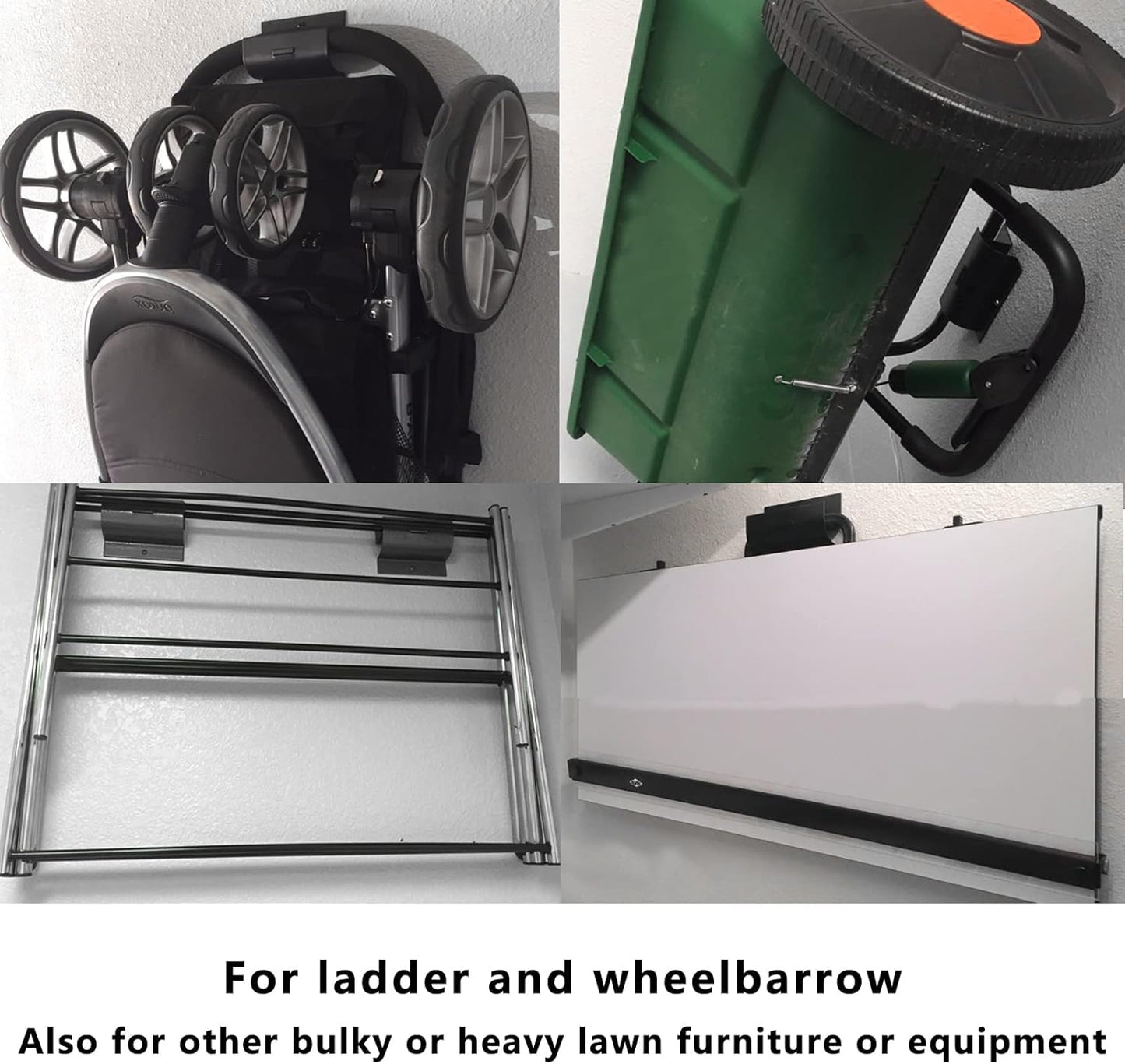 Heavy-Duty Ladder Hanger-Wall Mount Ladder Hooks for Storage-Wheelbarrow Hangers for Garage Wall-2 Pack