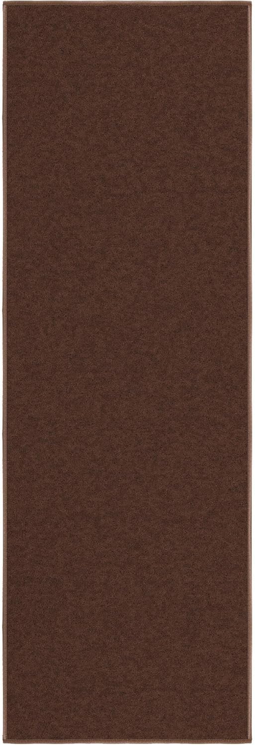 Ottomanson Hallway Runner Rug 20" x 59" Non Slip Solid Area Rugs Easy to Clean Laundry Rug Runner Durable & Pet Friendly Floor Carpet Runners for Hallways Entryway Living Room Kitchen, Brown