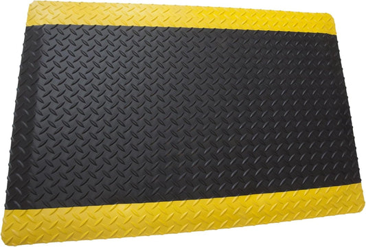 Rhino Mats, American Classic Diamond Anti-Fatigue Mats, Industrial Ergonomic Comfort Standing Mat for Work, Home, Garage, Office, Kitchen or Anywhere (Black/Yellow 1" Thick, 4 FT. x 8 FT.)