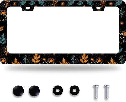 Galaxy License Plate Frame Colorful Starry Sky License Plate Stainless Steel Funny License Plate Holder for Men Women Universal Car Accessories Decoration 12.3" x 6.3"