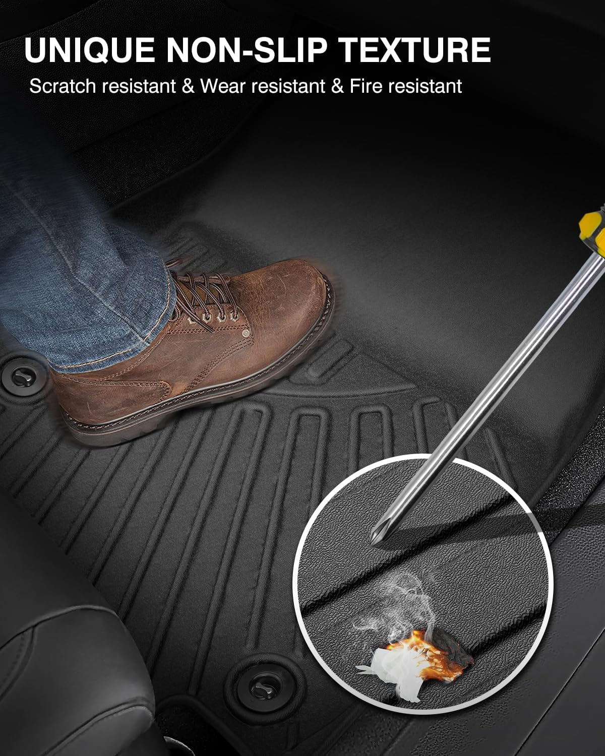 Powerty Floor Mats for Toyota BZ4X & Subaru Solterra 2023 2024 2025 Accessories All Weather Floor Liner 3D TPE 1st & 2nd Row Floor Mat Heavy-Duty Floor Liners