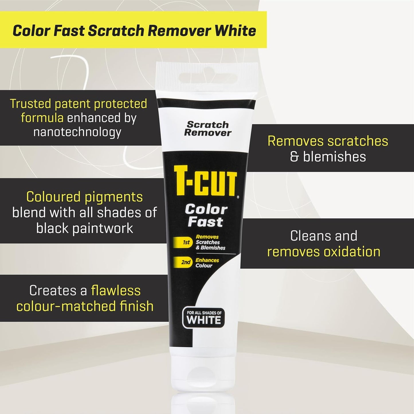 T-Cut Color Fast White Car Wax Polish Scratch Remover Color Enhancer, 5.3 Oz