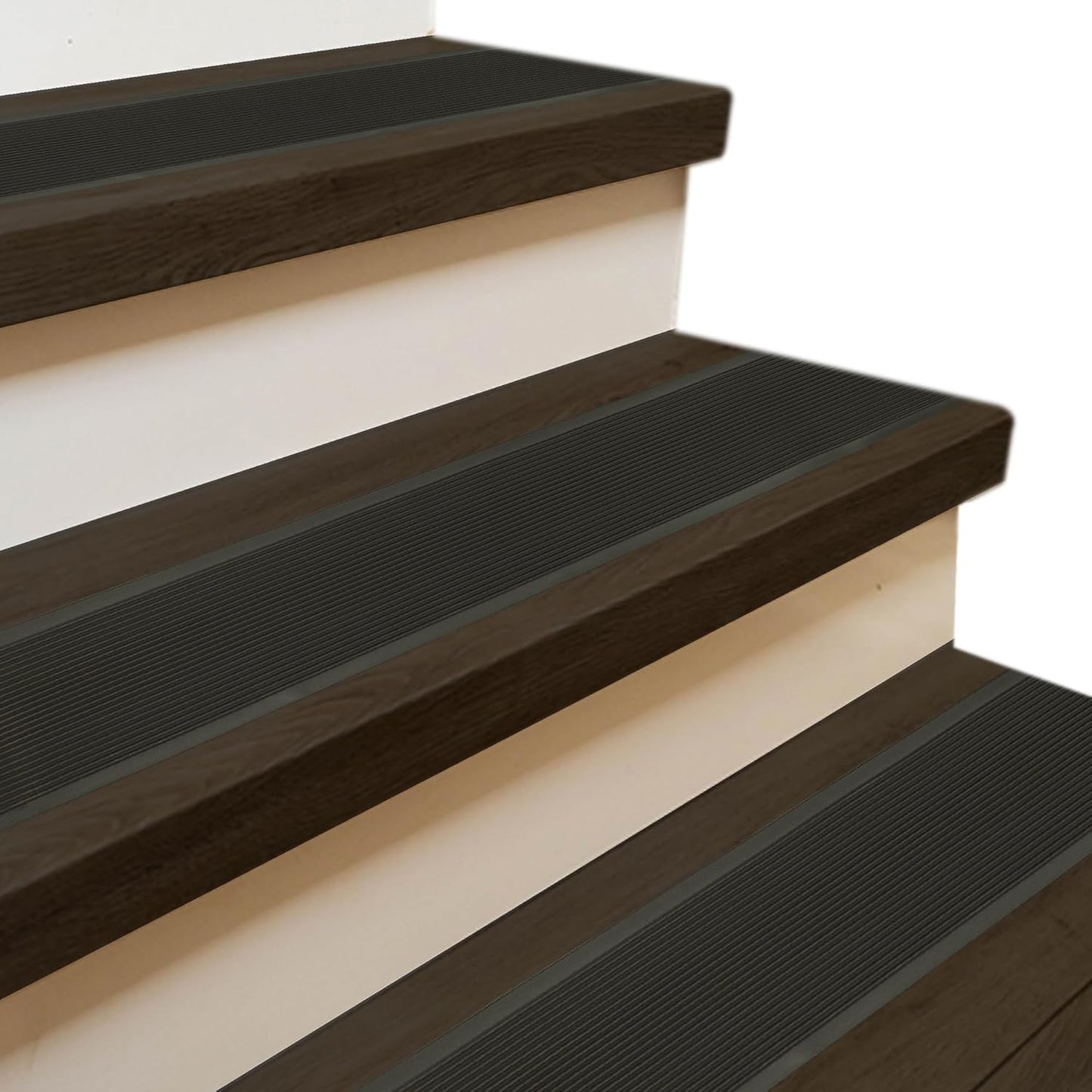 Rubber Bond 4x36in Anti Slip Stair Treads (5-Pack) - Waterproof Outdoor/Indoor Heavy Duty Non-Skid Tape for Stairs - Adhesive Rubber Grip Strips for Steps & Ramps - Black