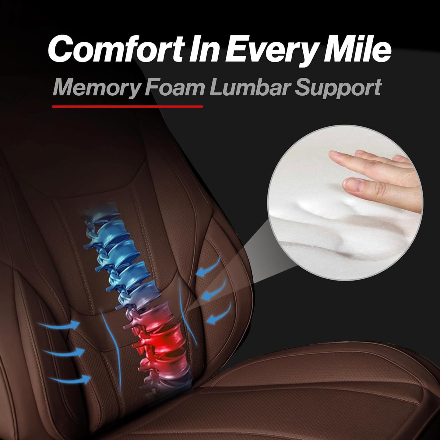 Coverland Custom Car Seat Covers Compatible with Ranger, Titan, Ram 1500 - Premium Leather Non-Slip Memory Foam Waterproof Custom Fit Interior Protector Front Seat-Dark Brown [See Size Chart-Size A20]