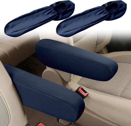 2PC Car Front Seat Armrest Covers,Universal Size Seat Arm Rest Cover,Flat Cloth Fabric Armrest Cover,Car Interior Accessories(Navy Blue,1Pair)
