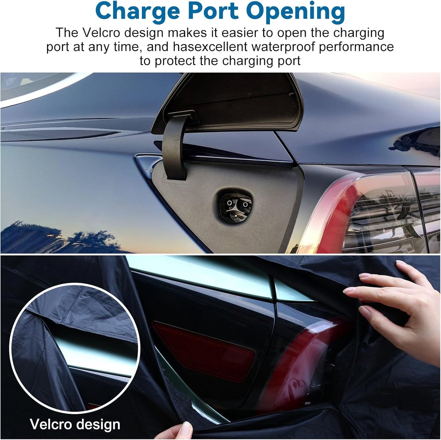 Custom Fit for Tesla Model Y Car Cover - Waterproof, All Weather, Heavy Duty Protection, Hail & Windproof, Long Lifetime, with Charge Port Opening and Side Zipper - Fits for Model Y 2020-2025