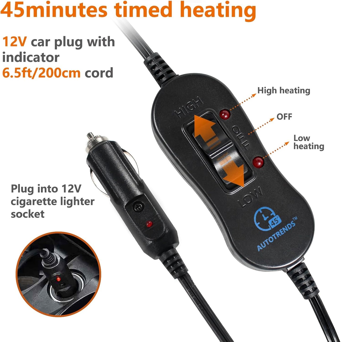 Electric Blanket,12 Volt Heated Blanket,Car Heated Travel Blanket, with a Timer, Warm Blanket for Cars,Office,Travelling (at, 57"x40")