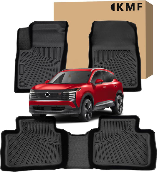 KMF Custom Fit Floor Mats for Nissan Kicks 2025 2026 S/SV/SR Accessories, Kicks Mat All Weather TPE Waterproof Car Floor Liners Front & Rear 2 Row, 3D Protection Anti-Slip Deep Grooves Car SUV Mats