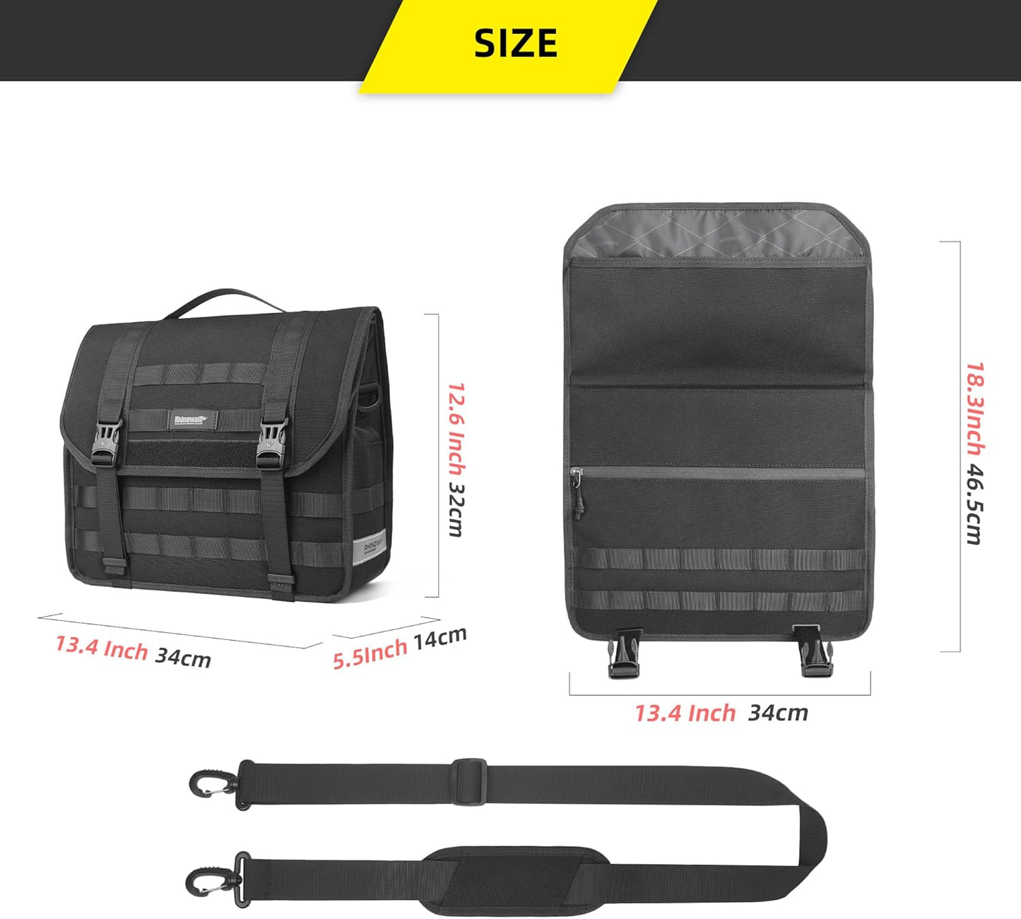 Rhinowalk Motorcycle Saddlebags, Waterproof Saddlebags, Quick Release 13L Single Side Hanging Bag Motorcycle Accessories