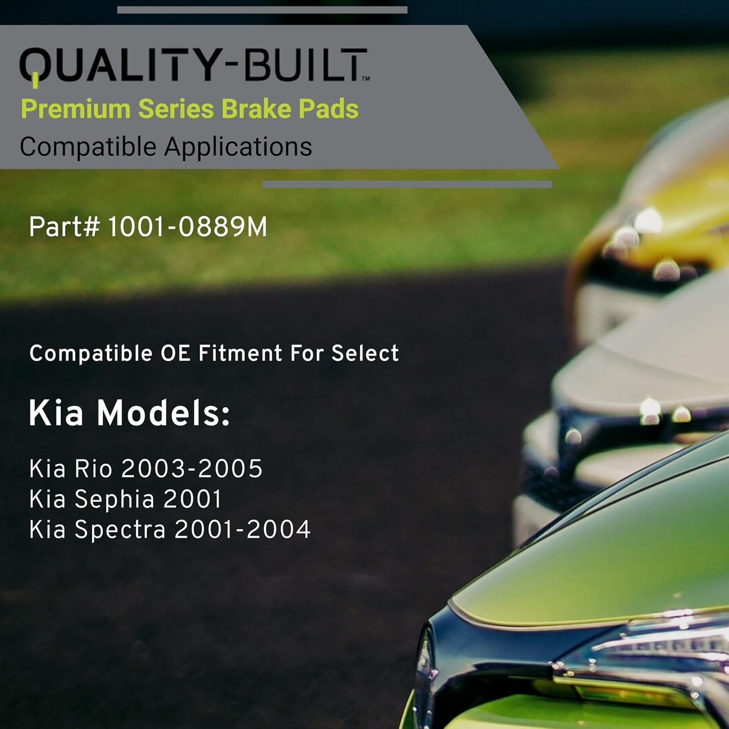 Premium Semi-Metallic Front Brake Pads (1001-0889M) Compatible with Kia Rio 2003-2005, Kia Sephia 2001-2001, Kia Spectra 2001-2004