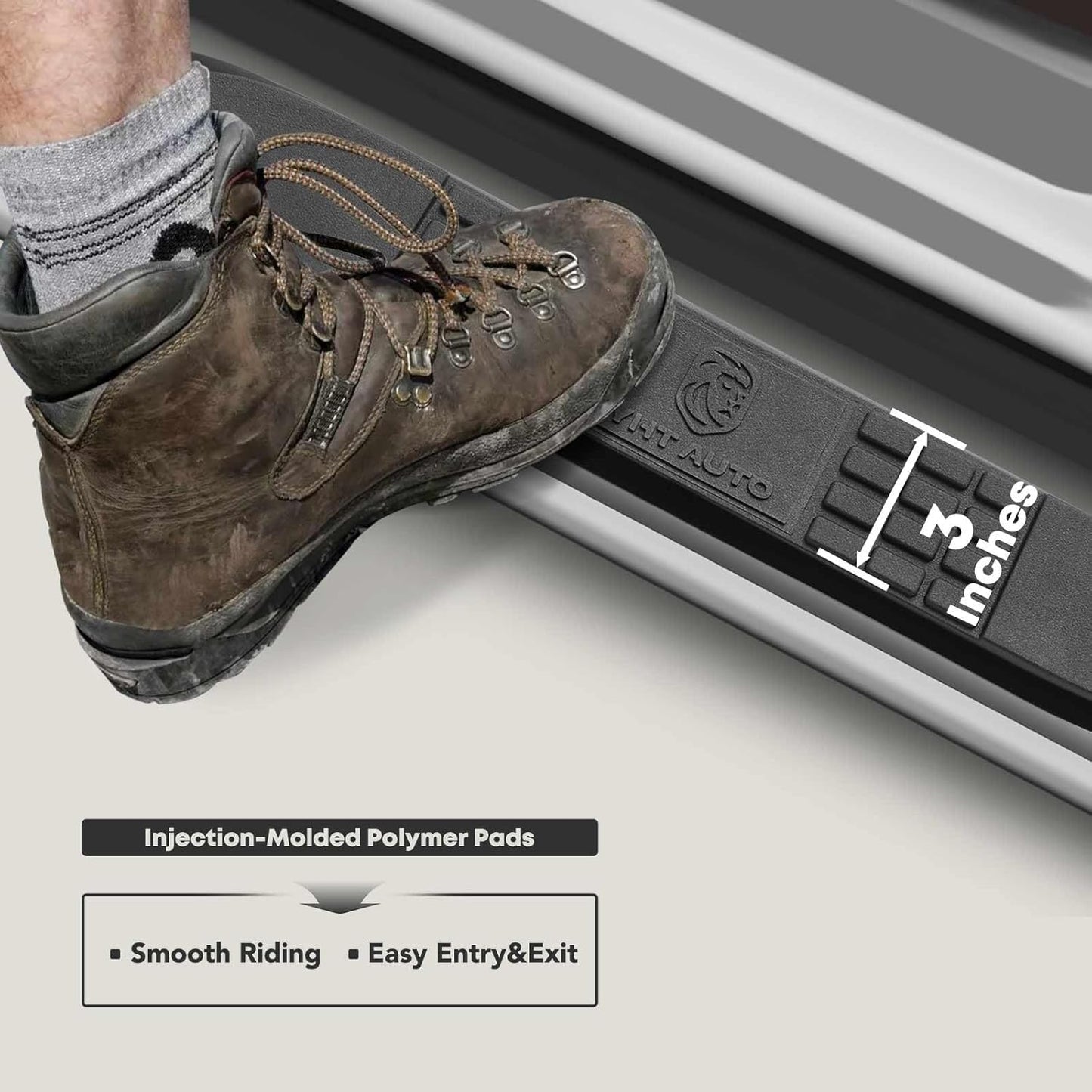 YHTAUTO 3 Inch Running Boards Side Step Bars Fit for 1999-2018 Chevy Silverado & GMC Sierra 1500/2500 HD/3500 HD - Standard/Regular Cab, 90-Degree Bent End S/S 304 Polished, Truck Cab Side Step Rails