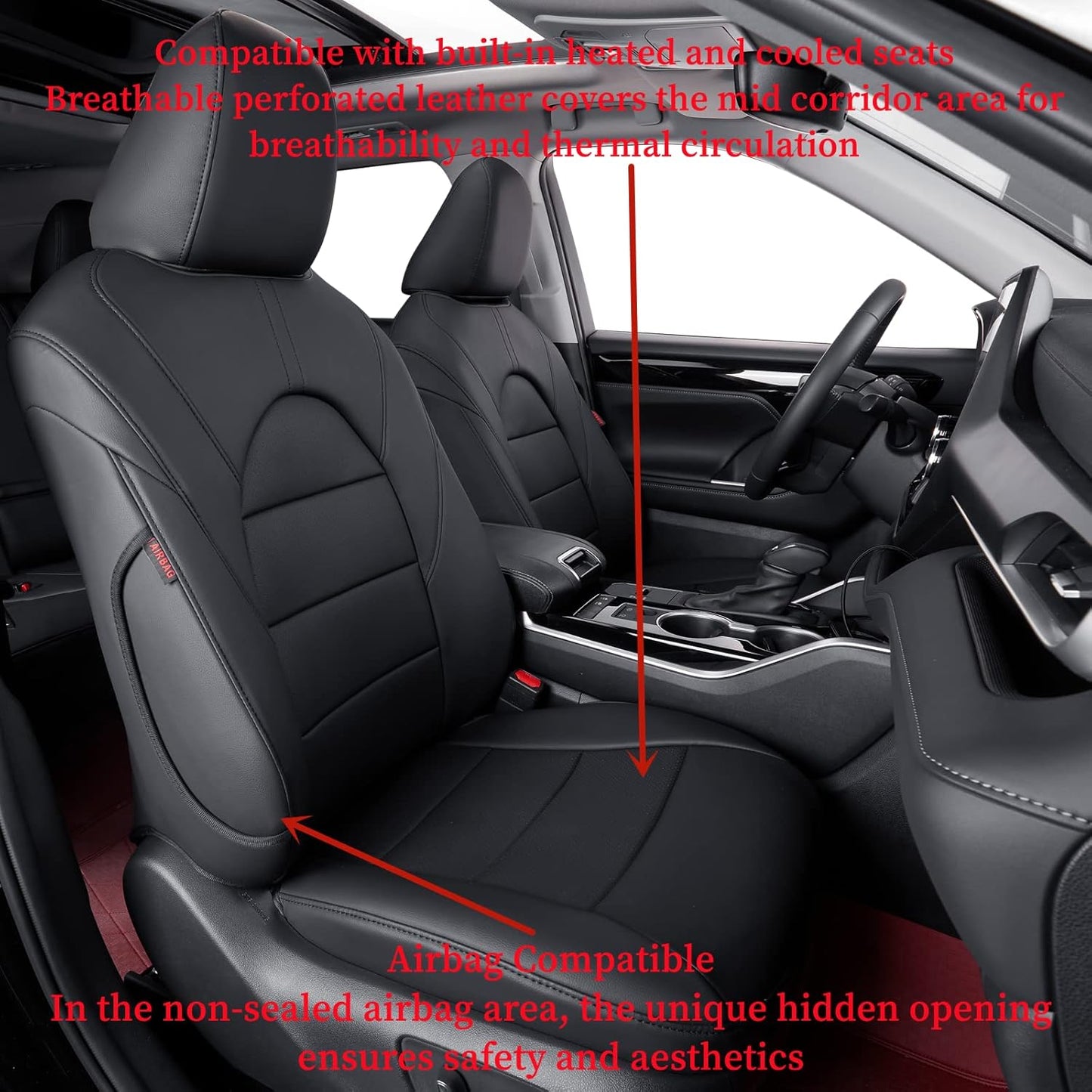 coverdream Camry Seat Covers Custom Fit for 2012-2017 Toyota Camry LE,XLE,Full Coverage Waterproof Leatherette Car Seat Protector (Full Set,Black)