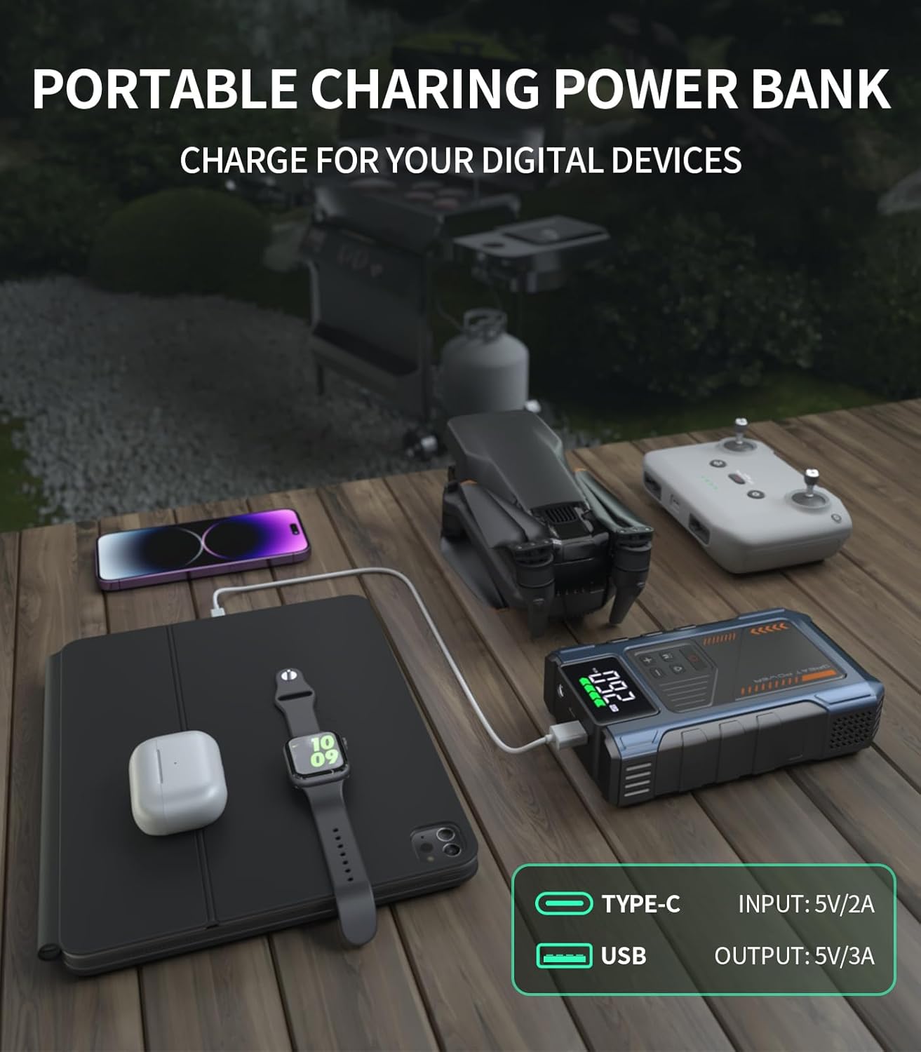 Car Battery Charger Jump Starter with Air Compressor, 4000A Jumper Box for Car Battery Portable Booster Jump Pack, 12V Jumpstart Combo 150PSI Tire Inflator Air Pump(Up to 8.0L Gas/6.5L Diesel)