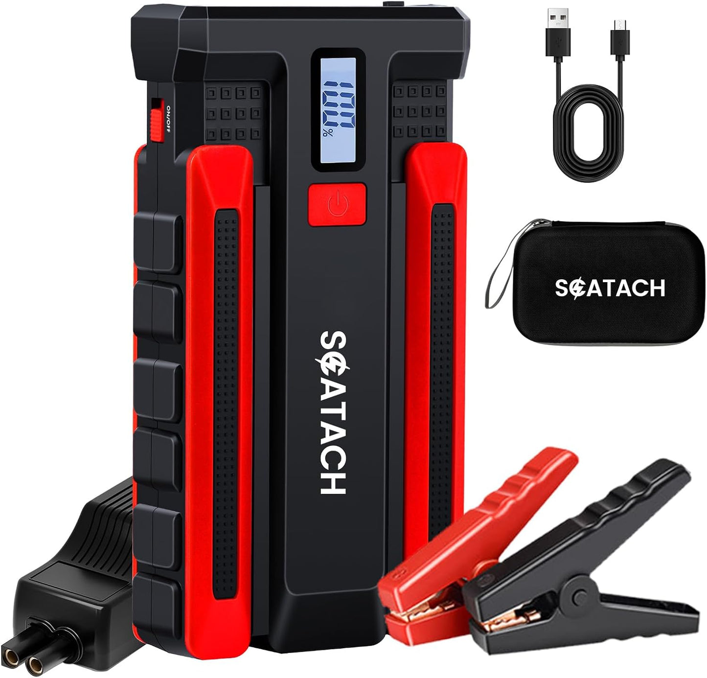 Scatach 002 3500A Car Battery Jump Starter,12V Jump Starter Battery Pack (up to 10.0L Gasoline and 8.0L Diesel Engine),12V Portable Jump Box with LED Display, 3 Modes Flashlight and Jumper Cable