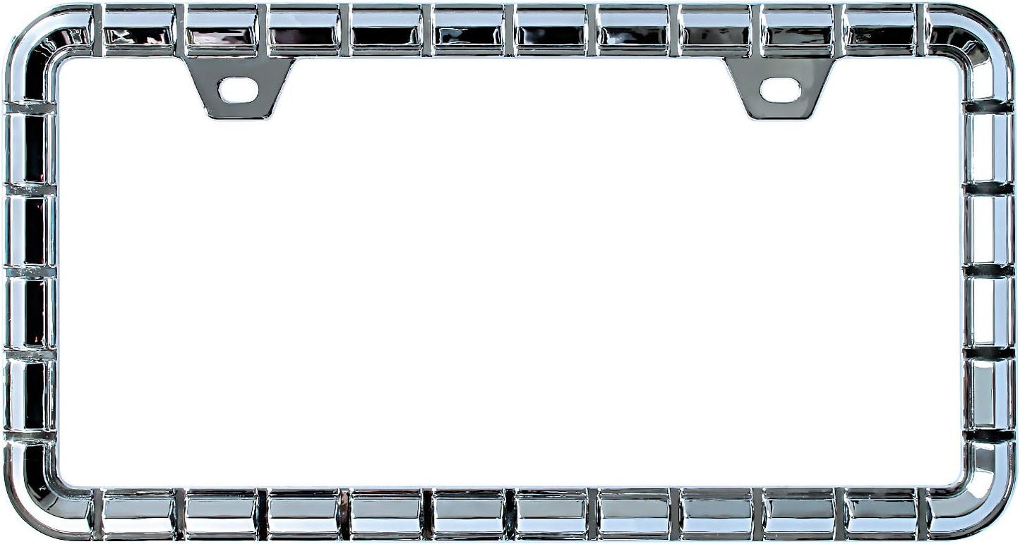 3D Chrome License Plate Frames, Pure Zinc Alloy Metal (Chain Pattern)