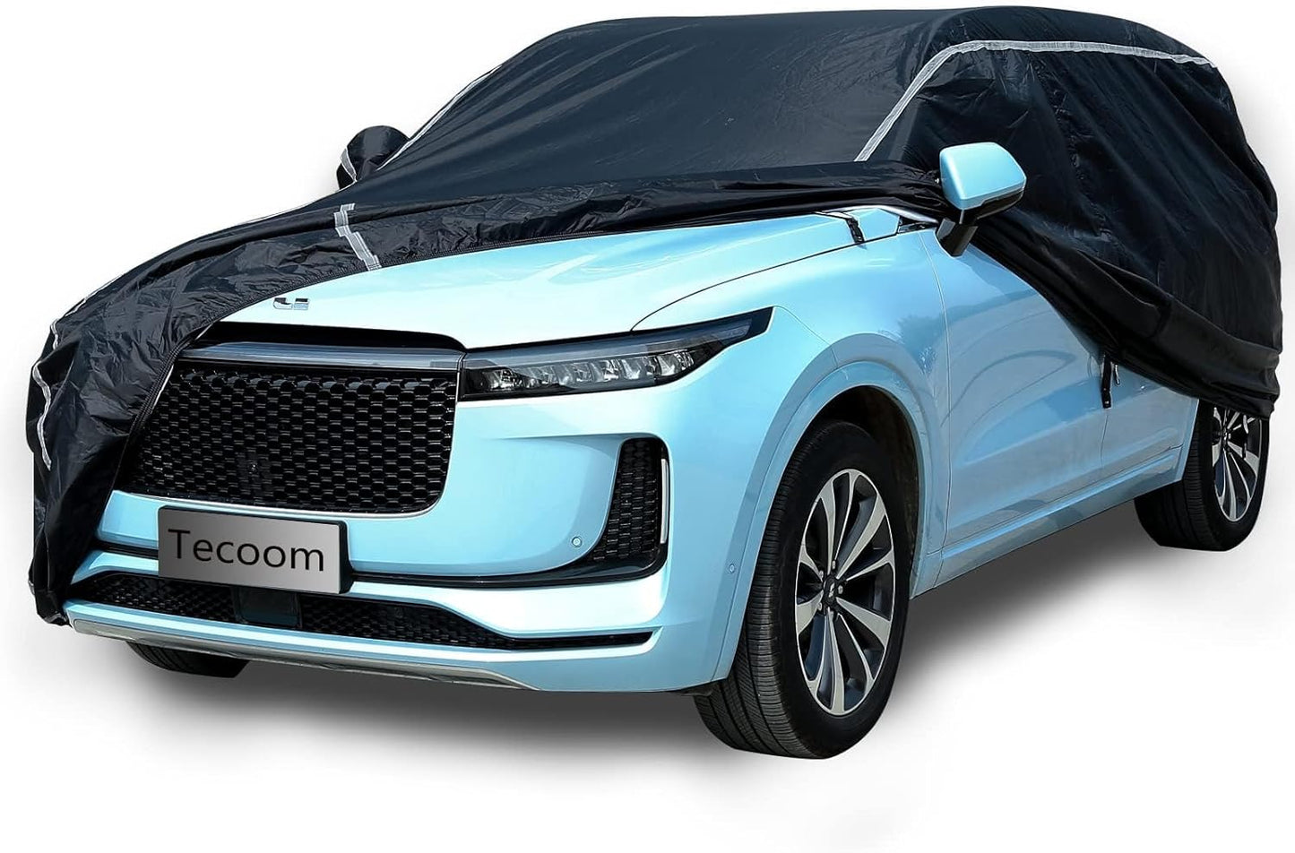 Tecoom SUV Car Cover Waterproof All Weather, Hail Protector for Automobiles w/Zipper Door, Cotton Backing UV Protection Car Covers Outdoor Indoor, Snowproof Universal Car Tarp Fit for 191"-205" SUV