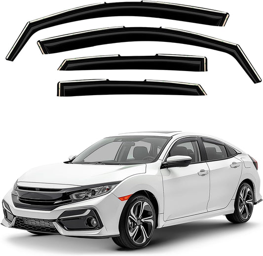 Window Deflectors Smoke Tinted In-Channel Side Window Vent Visor Deflectors Rain Guards Compatible with Civic 2016-2021 Sedan - 4pcs. GW0714