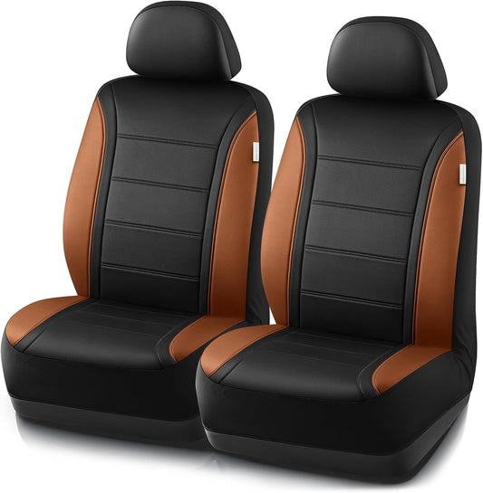 Road Comforts Leather Seat Covers, Breathable Car Seat Covers Front Seat for Men,Airbag Compatible, Automotive Seat Covers Set Universal Fit Most Cars,Vans,Truck,SUV